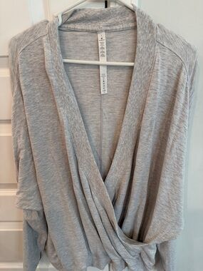lululemon athletica Light Gray Open Front Ribbed Cardigan large